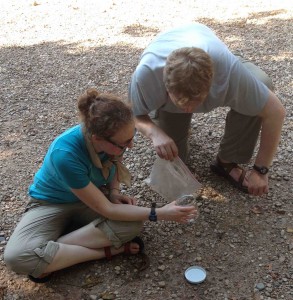 Rebecca and Rob collecting termites.